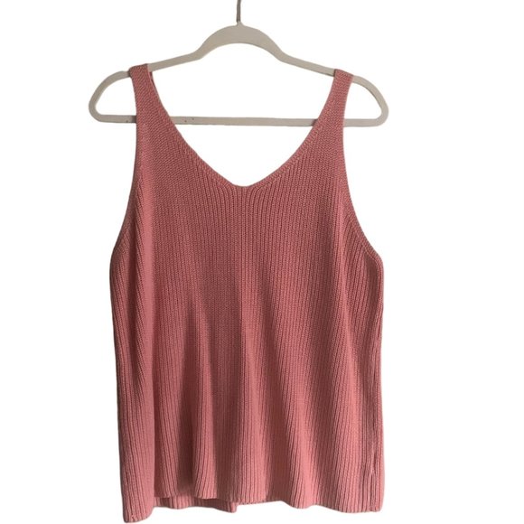 Women's Pink V-Neck Knitted Loose Fit Sleeveless Sweater XXL - Picture 7 of 7